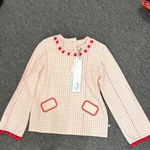 Kids Checkered Blouse with Red Trim